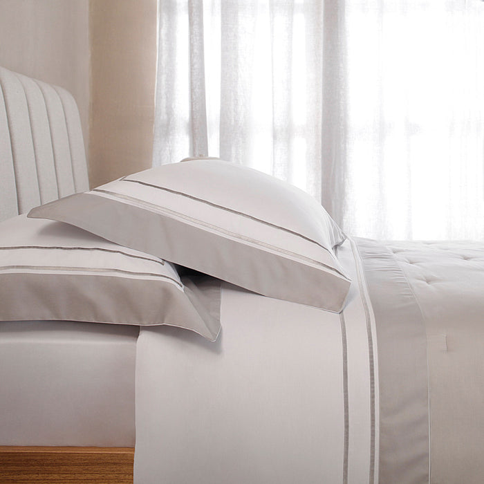 Juego de sábanas King Savile Blanco/Plata 400 hilos