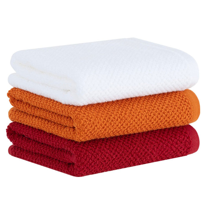 Juego de 3 Paño de Cocina Gourmet Blanco/Naranja/Rojo