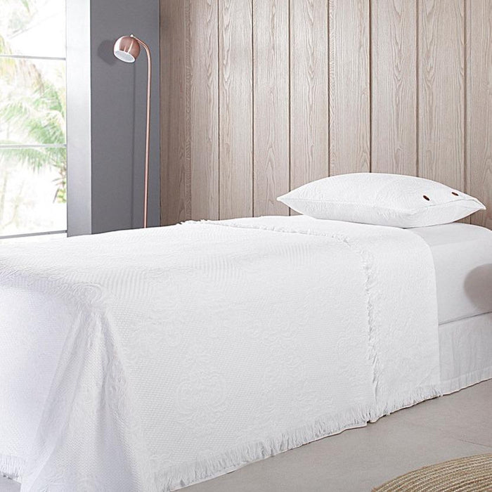 Cubrecama Twin Medallón Blanco