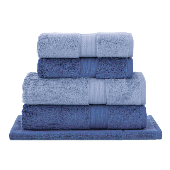 Juego de 5 toallas América de Algodón Egipcio Azules