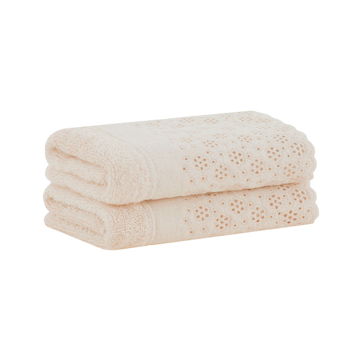 Juego de 2 Toallas Lovely con lazo 1771 Beige 30x50 cm