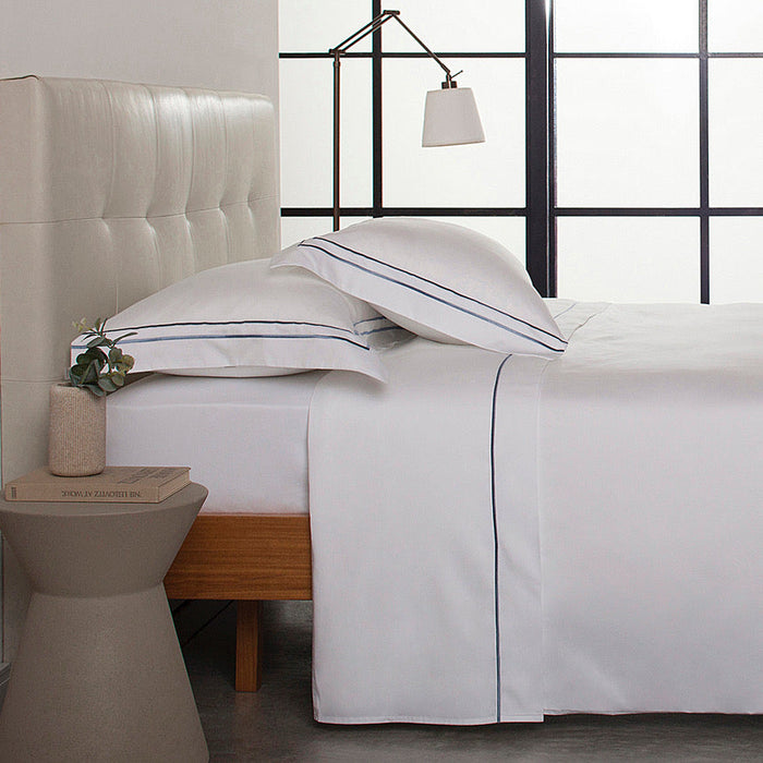 Juego de Sábana Twin Sublime Blanco/Azul 300 Hilos
